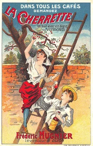 Postal firmada francesa de vermut La Cherrette Frederic Mugnier - Imagen 1 de 2