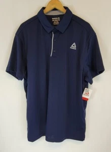 Reebok Performance Ace Polo Shirt Navy Blue Polyester Short Sleeve Men's 2XL - Picture 1 of 6