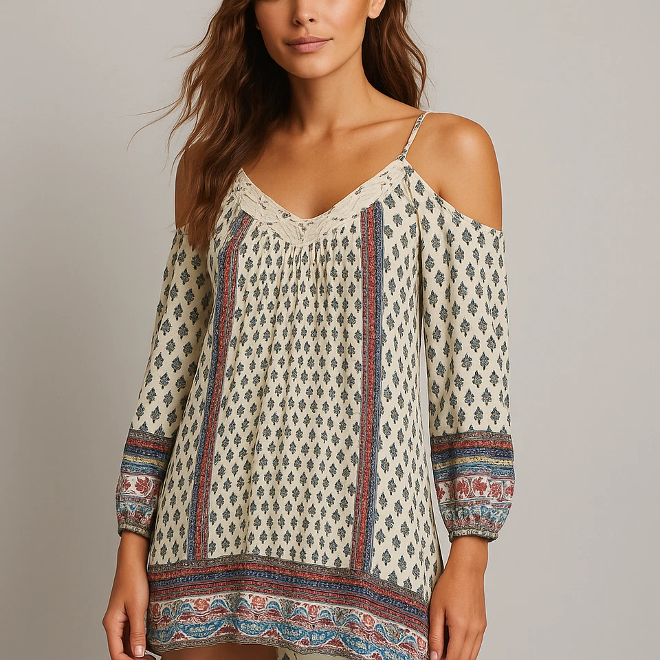 Vestido My Michelle Para Mujer S Hombro Frío Boho Campesino Corto Fluido Playa Coqueta Foto 1 de 4