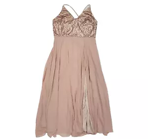 Debut Pink Rose Sequin Maxi Evening Formal Dress Women's UK 18 BNWT H844 - Picture 1 of 7