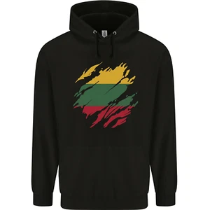 Torn Lithuania Flag Lithuania Day Football Childrens Kids Hoodie - Picture 1 of 76