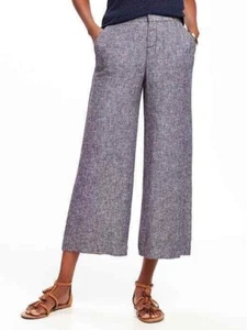 Old Navy Crops a gamba larga in misto lino a vita alta, taglia L, nuovo con etichetta - Foto 1 di 2