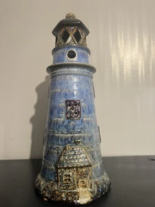 Ceramic Light House Holds Candle 10” Tall X 4” (T-20) - Picture 1 of 4