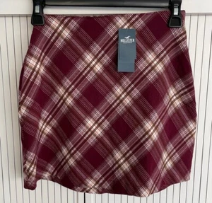 NWT Hollister Ultra High Rise Red Paid Mini Skirt XXS - Picture 1 of 6