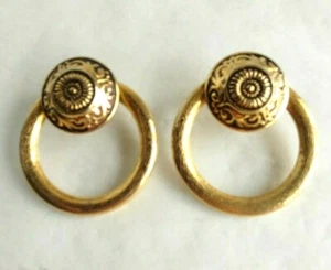 Vintage Chunky Hoop Post Earrings Goldtone Approximately 1 7/8"  #16543 - Bild 1 von 4