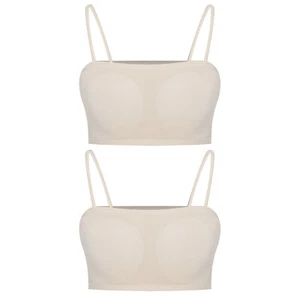 Girls Bra Solid Color Top 2Pcs/Set Bras Padded Vest Comfortable Camisole Party - Picture 1 of 50