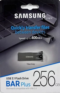 Samsung BAR Plus 256GB - 400MB/s USB 3.1 Flash Drive Titan Gray (MUF-256BE4/AM) - Picture 1 of 5