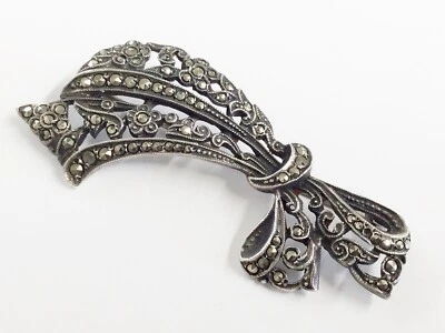 PIN BROCHE SOLAPA PLATA Y MARCASITA ART DECO 11,5 g Foto 1 de 4