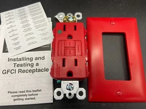 10 Legrand Hospital Grade GFCI Outlets w/ Plate 15A Self Test 1597HGTRRED - Picture 1 of 2