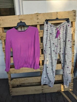 Sonoma Life & Style Intimates Purple,Black,Gray,White Penguins L/S PJ Set, Sz XS - Image 1 of 4
