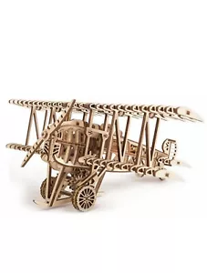Wood Trick Bi-Plane Toy Kit 3D Wooden Puzzle Mechanical Model Plane Mini - Picture 1 of 4