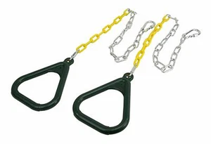 2 Pack Trapeze Gym Rings with Chains Plastic Coated Chains & Locking Carabiners - Picture 1 of 1
