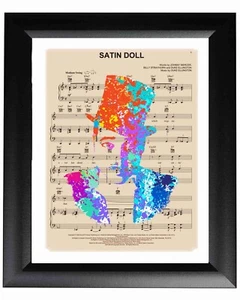 Muñeca de satén Duke Ellington pintura sobre partituras arte acuarela - Imagen 1 de 1