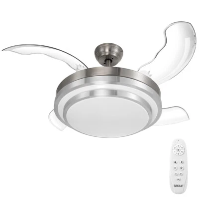 Ventilatore Lampadario da Soffitto 4 Pale richiudibili LED e Telecomando 106 cm - Immagine 1 di 4
