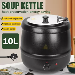 10L Black Commercial Soup Kettle Warmer Stainless Steel For Buffet Restaurant - Picture 1 of 11
