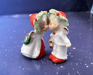 Vintage 1950er NAPCO WEIHNACHTEN küssende Engel Paar SELTEN Mini Bone China Spaghetti - Bild 1 von 10