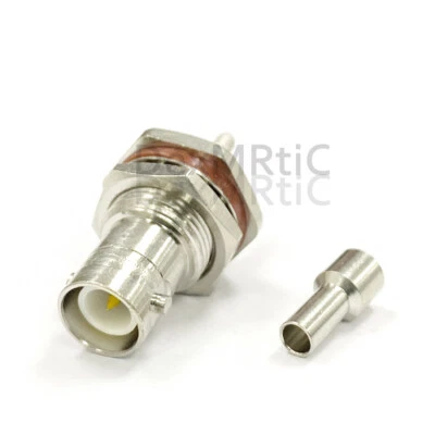 1X RP BNC Female Jack Bulkhead Nut RF Coax Connector crimp RG316 RG174 Cable NEW - Image 1 of 4