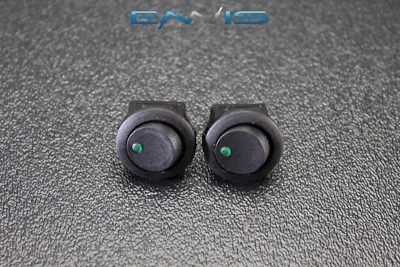 2 PIEZAS INTERRUPTOR BASCULANTE REDONDO 3/4 ORIFICIO DE MONTAJE 16 AMP 12V 3 PINES LED VERDE IBRRSG Foto 1 de 4