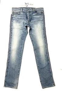 NWT, BALMAIN PARIS MENS BLUE RIBBED DENIM JEANS, SIZE 33 US, MADE IN JAPAN - Picture 1 of 22