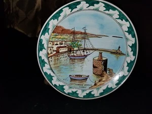 ¡Hallazgo raro! "Hermosa escena de tazón puerto de Kyrenia Chipre 9,5""" - Imagen 1 de 5