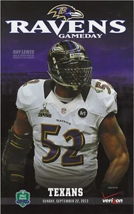 RAY LEWIS HALL OF FAME BALTIMORE RAVENS VS HOUSTON TEXANS 9/22/13 PROGRAM SGA - Picture 1 of 1