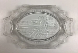 Antique “Give Us This Day Our Daily Bread” /Clear Glass Oval Bread Plate - Picture 1 of 3