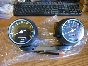 NOS Harley Davidson Gauges Speedometer Speedo Blue Dot Tach Tachometer Sportster - Picture 1 of 4