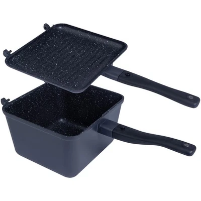 RIDGE MONKEY TIEFE PFANNE & GRILLPLATTE CONNECT XL GRANITE ED. OUTDOOR FISH CAMP COOK