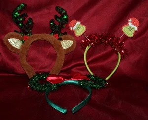 3 Disney  Christmas Red Green Grinch Rudolph and Minnie Ears Headbands - Picture 1 of 6