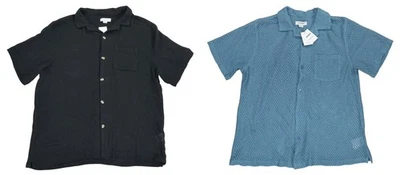 Camisa para hombre tejida de malla de algodón sobre palma manga corta con botones nueva con etiquetas azul Chevron Foto 1 de 2