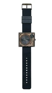 Flud Plattenspieler Uhr schwarz & goldfarben *nagelneue Batterie verbaut* - Bild 1 von 11