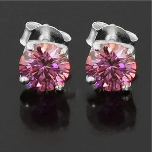 Certified 5.60Ct White & Pink Diamond Dangler Earrings In 925 Sterling Silver - Picture 1 of 4