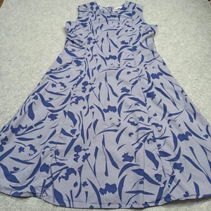 Marimekko Womens Midi Dress EUR-40 Size L Blue Cotton Woven Zip Aksa-Keskipaiva - Picture 1 of 12