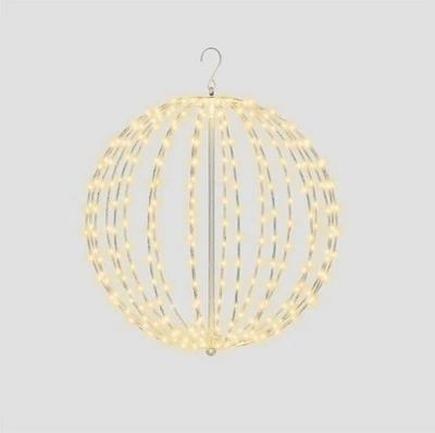 XMAS HAUS Christmas Outdoor Light-Up Sphere White 5m Lead Timer Pre Lit LED 40CM