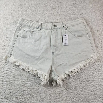 Topshop KIRI Pantalones Cortos Mujer 12 Blanco Denim Dobladillo Deshilachado Caliente Pantalones Cortados Botín Foto 1 de 4