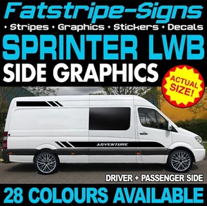to fit MERCEDES SPRINTER LWB GRAPHICS STICKERS STRIPES RACE CAMPER VAN MOTORHOME - Picture 1 of 2