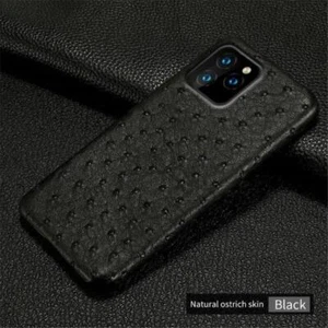 Funda trasera de cuero con piel de avestruz natural genuina para iPhone 15 Pro Max 14 13 - Imagen 1 de 15