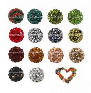 5pcs Christmas Festival 8mm 10mm Crystal Paved Clay Disco Ball Shamballa Beads - Picture 1 of 16