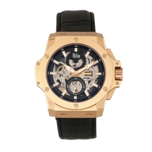 Reign Commodus Automatic Skeleton Leather-Band Watch - Rose Gold/Black - Picture 1 of 4