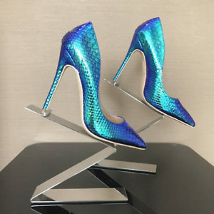 Sexy Lady Sztuczna skóra Wysokie obcasy Niebieskie Hologram Opalizujące jasne buty