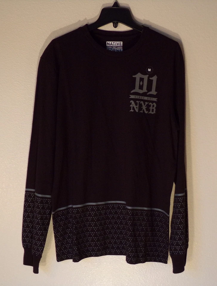 NWT MEN'S NATIVE BORN 2001 "WE BUILT THIS CITY" BLACK GRAY MEDIUM L/S TEE #1095 - Image 1 of 1