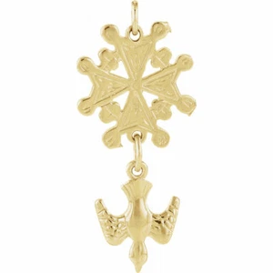 Colgante de cruz hugonote en oro amarillo de 14 K - Imagen 1 de 2