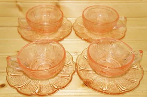 Jeannette Flor de Cerezo Rosa (4) Tazas NIÑOS, 1 1/2" y (4) Platillos, 4 5/8" - Imagen 1 de 11