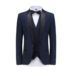 Braveman Men's 3 Pc Slim Fit Tuxedo Set TX300 in Navy - Picture 1 of 4