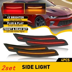 AmberRed LED Strip Marker Side Park Light For 16-20 Chevrolet Camaro Bumper 2set - Picture 1 of 11