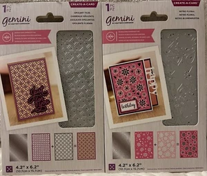 GEMINI OPULENT TILES & RETRO FLORAL Create-A-Card Double Sided Die 2 PK Lot NEW - Picture 1 of 8