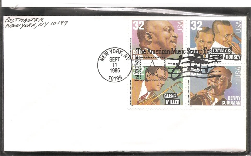 US SC # 3096-3099 Big Band Leaders FDC. Uncacheted. - Image 1 of 1