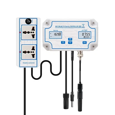 Probador de sal de agua de mar tanque de acuario WiFi monitor de salinidad de pH medidor controlador Foto 1 de 4