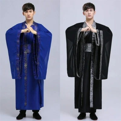 Men Hanfu Adult Traditional Clothing Folk Dance Ancient Costume Chinese Outfit - Image 1 of 4