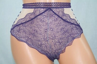 Púrpura/Beige Muy Sexy Victoria's Secret Cintura Alta Cheeky Corsé Lados y Malla S Foto 1 de 3